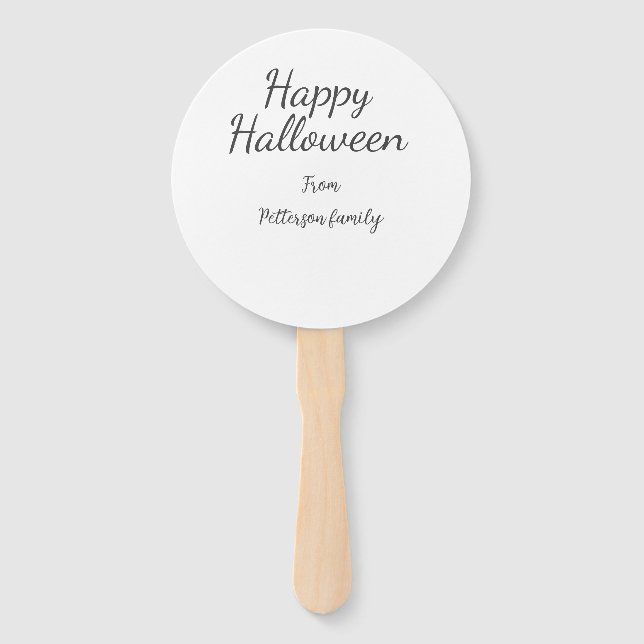 Abanico Feliz Halloween agregar nombre de familia caligraf (Anverso)