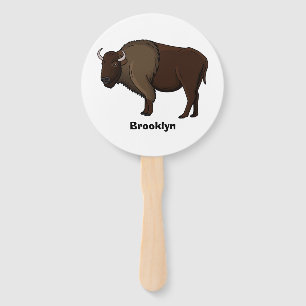 Abanico Feliz ilustracion de búfalo de bisonte americano