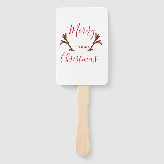 Abanico Feliz Navidad cuna de reno marrón rojo fiesta de l (Anverso)