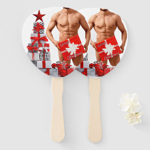 Abanico Feliz Navidad SlipperyJoe regalo rojo blanco plata