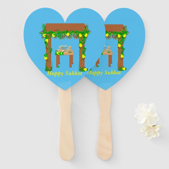 Abanico Feliz Sukkot, personalizado (Anverso y reverso)