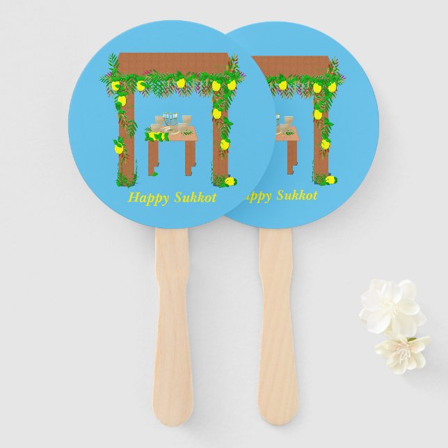 Abanico Feliz Sukkot, personalizado (Anverso y reverso)