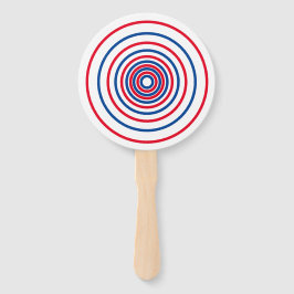 Abanico Festividad geométrica de círculos azul rojo patrió