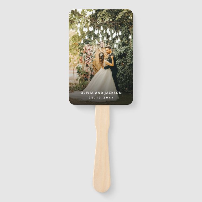 Abanico Fiesta de bienvenida boda del marco dorado con flo (Anverso)