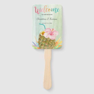 Abanico Fiesta de bodas Hibiscus Pineapple Vacation Tropic