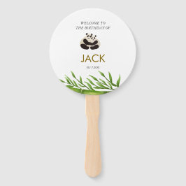 Abanico Fiesta de cumpleaños de Bamboo Cute Panda Greenery