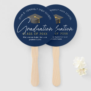 Abanico Fiesta de Graduación Personalizada de Azul Marino 