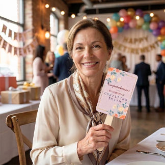 Abanico Fiesta de Jubilación con Aquarela Floral Elegante 