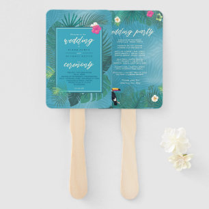 Abanico Fiesta de matrimonio tropical de color de agua ID5
