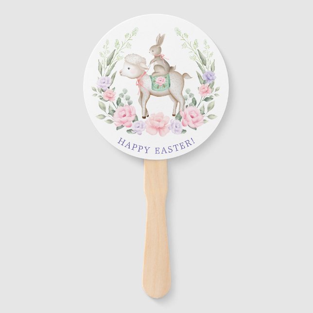 Abanico Fiesta de Pascua Nene Bunny & Lamb Spring (Anverso)
