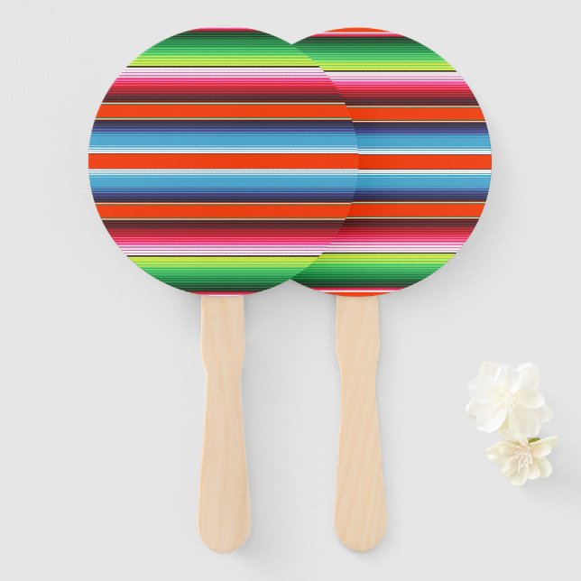 Abanico Fiesta mexicana de serape tradicional española (Anverso y reverso)