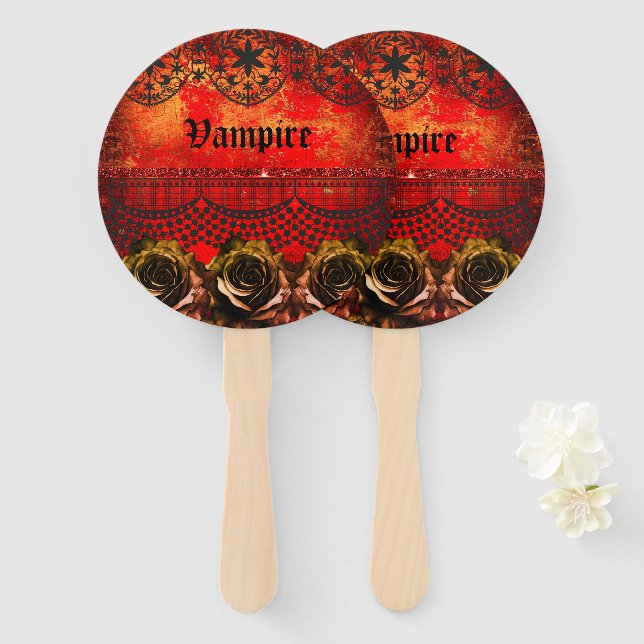 Abanico Fiesta vampiro espeluznante de Halloween (Anverso y reverso)