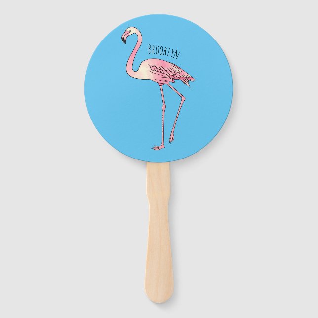 Abanico Flamingo bird cartoon illustration (Anverso)