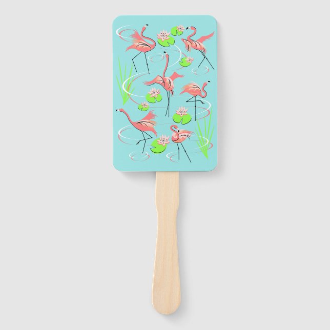 Abanico Flamingo Fandango rectángulo del ventilador de la  (Anverso)