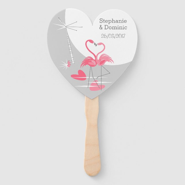 Abanico Flamingo Love Large Moon Names Corazón de fans de  (Anverso)