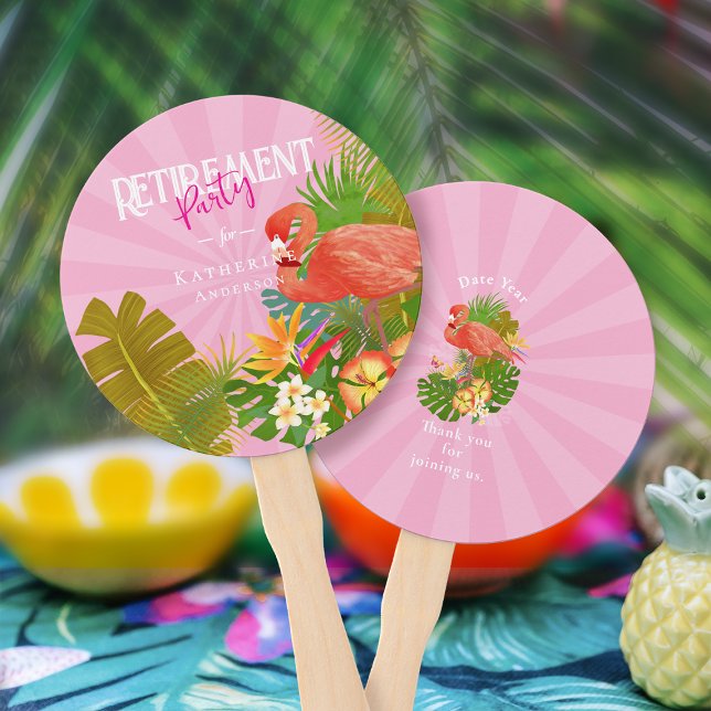 Abanico Flamingo Retirement Pink  (Flamingo Retirement Pink Hand Fan)