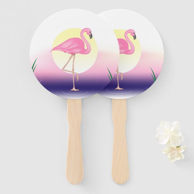 Abanico Flamingo rosa (Anverso y reverso)