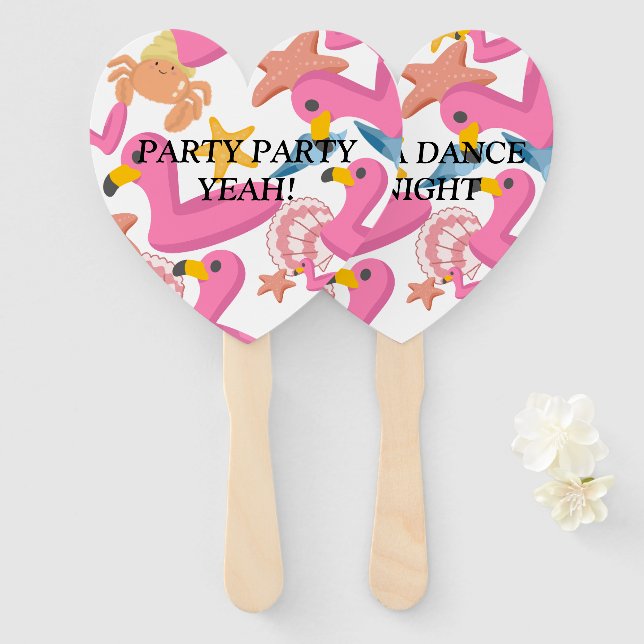 Abanico Flamingo summer party (Anverso y reverso)