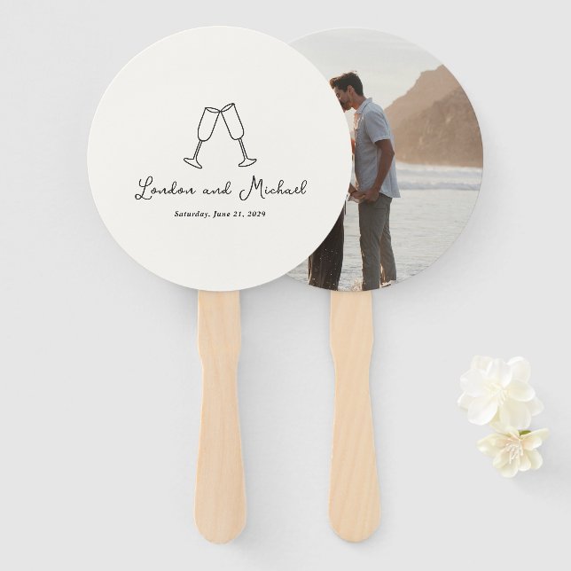 Abanico Flautas de boda modernas garabateadas a mano (Anverso y reverso)