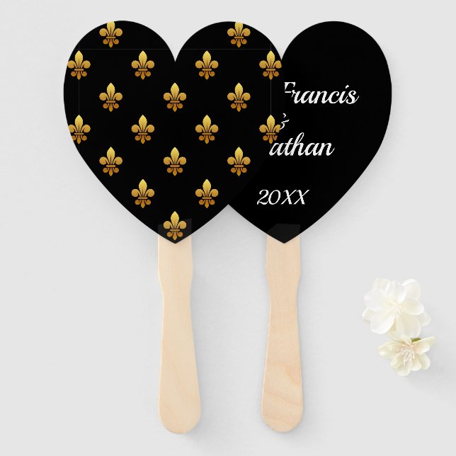 Abanico Fleur de Lis personalizado (Anverso y reverso)