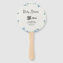 flor de acuarela azul baby shower escanear código