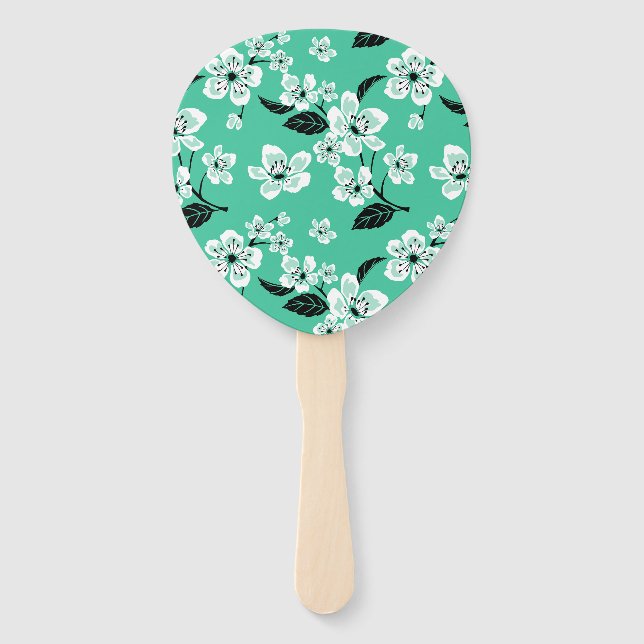 ABANICO FLOR DE CEREZO - SAKURA (MENTA) (Anverso)