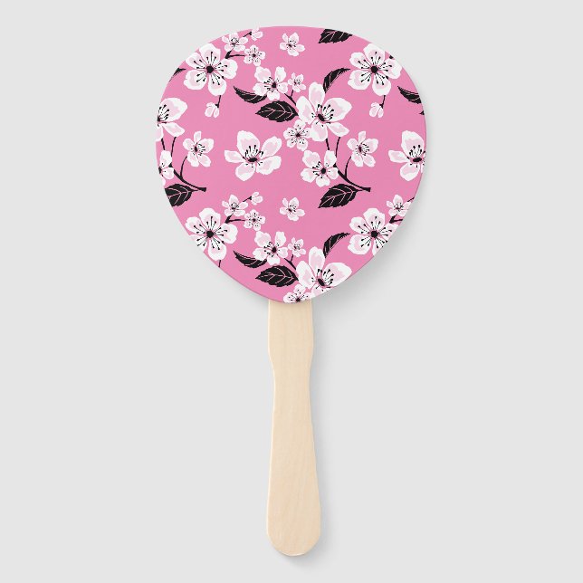 ABANICO FLOR DE CEREZO - SAKURA (ROSA CLARO) (Anverso)