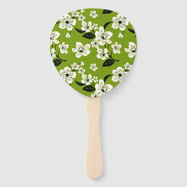 ABANICO FLOR DE CEREZO - SAKURA (VERDE MATCHA) (Anverso)