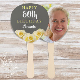 Abanico Flor de rosa amarilla Floral 80 cumpleaños foto
