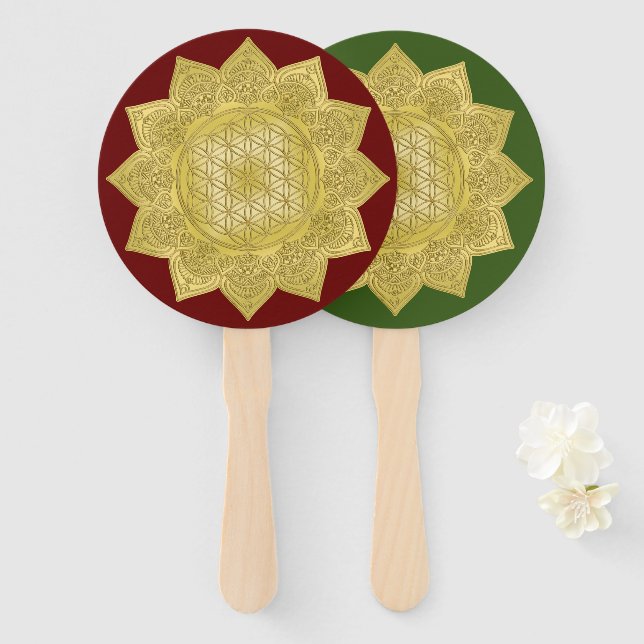 Abanico Flor de vida - Mandala india 4 (Anverso y reverso)