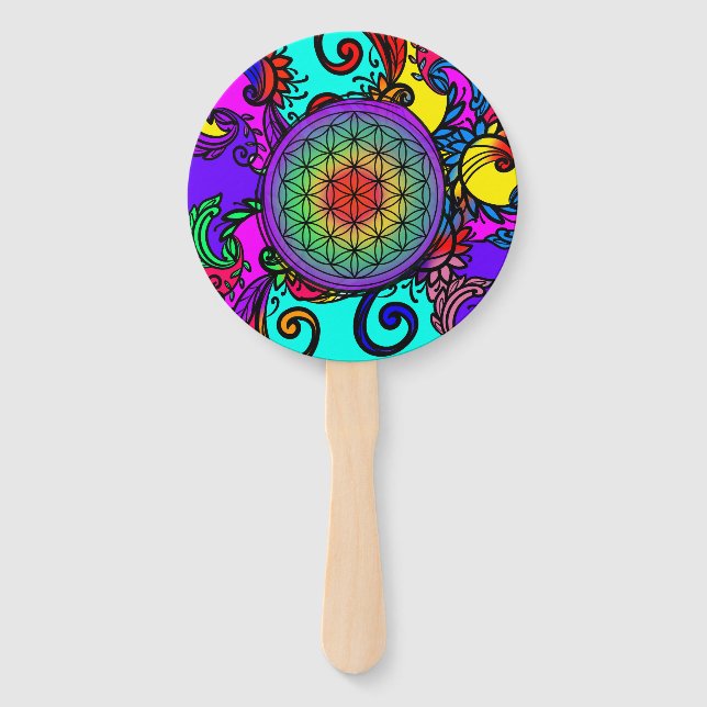 Abanico Flor de vida zen Chakra (Anverso)
