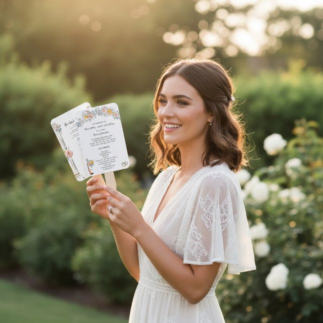 Abanico Floral Arch Wedding Ceremony Program Fan (Subido por el creador)