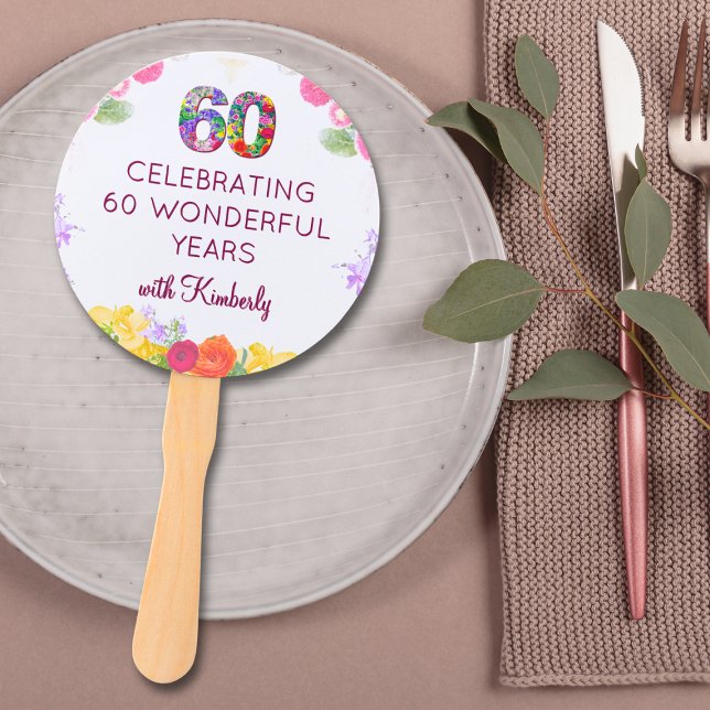 Abanico Floral fiesta de cumpleaños número 60 favorece a 6 (Subido por el creador)