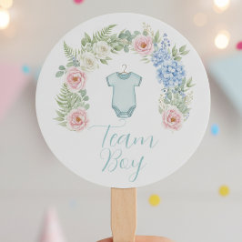 Abanico Floral Gender Reveal Fan - Team Boy