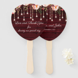 Abanico Floral Maroon Wooden Rustic Boda