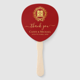 Abanico Floral wreath gracias boda chino rojo