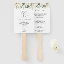 Abanico Flores blancas, flores de crema, programa de bodas