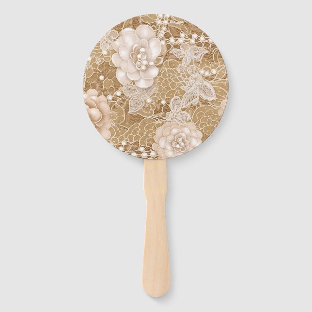 Abanico Flores Blancas, Perlas y Encaje (Anverso)