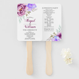 Abanico Flores color morado programa de boda floral