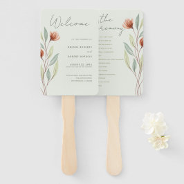 Abanico Flores de color de agua Pastel Green