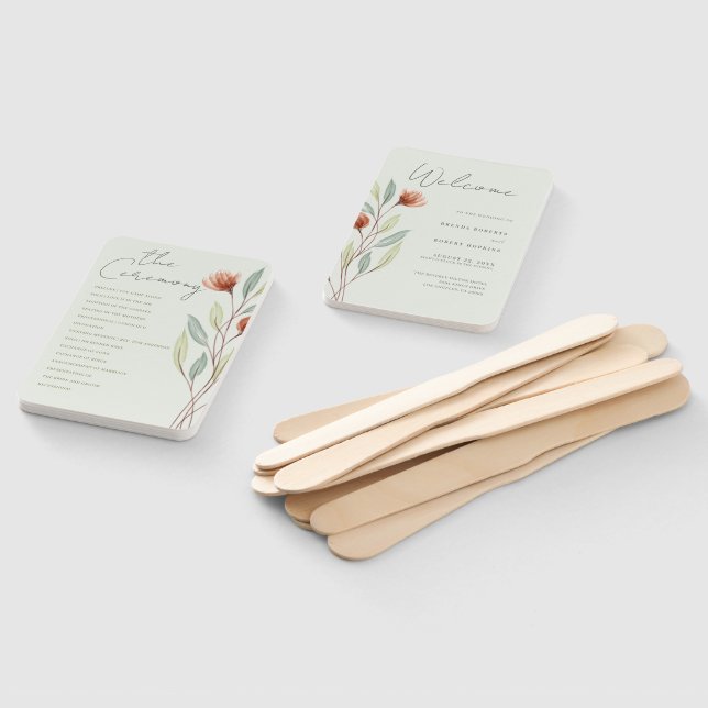 Abanico Flores de color de agua Pastel Green (No montado)