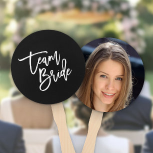 Abanico Fondo editable blanco escritura pincel Team Bride