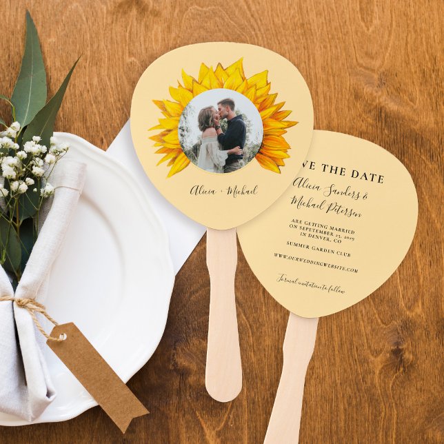 Abanico Foto boda rústica de girasol salvo la fecha (Subido por el creador)