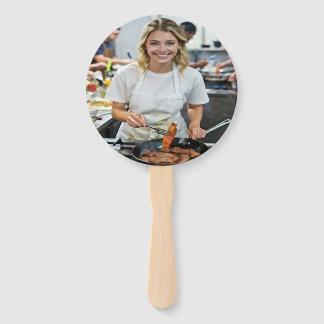 Abanico Foto de Cocinar Tocino Personalizable (Anverso)