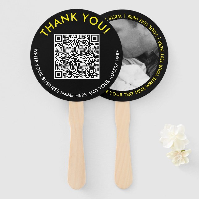 Abanico Foto de código QR del sitio web de agradecimiento  (Anverso y reverso)
