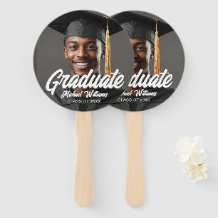 Abanico Foto de graduado con guión en negrita para padres 