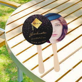 Abanico Foto de graduado de graduación con morado de oro n
