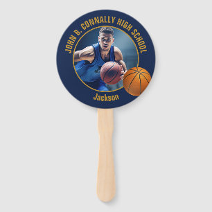 Abanico Foto de jugador de baloncesto en oro azul marino E