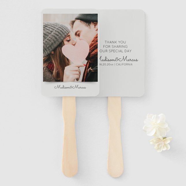 Abanico Foto de la boda moderna y elegante gracias (Anverso y reverso)