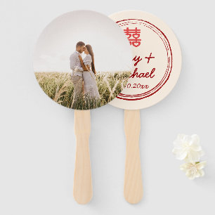 Abanico Foto de pareja boda chino logotipo de doble felici